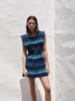 Serapha Mini Dress in Blue Stripe