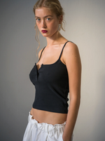 Sunday Buttoned Top in Black