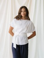 Soft Tie Top in White Linen