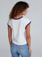 Muscle Tank in Ivory & Navy