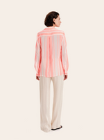 Hera Textured Silk Jacquard Blouse in Neon Pink