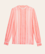 Hera Textured Silk Jacquard Blouse in Neon Pink