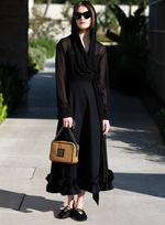 Chronos Raffia Crossbody Bag in Tobacco