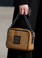 Chronos Raffia Crossbody Bag in Tobacco