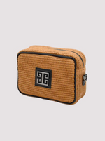 Chronos Raffia Crossbody Bag in Tobacco