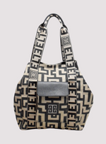Avra Classic Pattern Shoulder Bag in Beige/Black – EL Hazelnut/Black Strap