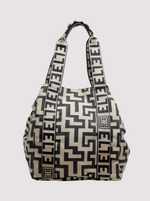Avra Classic Pattern Shoulder Bag in Beige/Black – EL Hazelnut/Black Strap