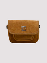 Aelia Small Crossbody Bag – Cognac Leather Suede with El Strap