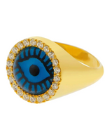 Crystal Evil Eye Chevalier Ring