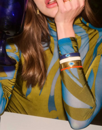 Oval Eye Blue Enamel Cuff
