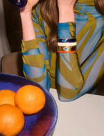 Oval Eye Blue Enamel Cuff