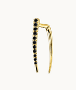 Classic Infinite Tusk Yellow Gold Earring with Black Pavé Diamonds - Pair