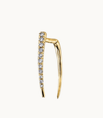 Classic Infinite Tusk Yellow Gold Earrings with White Pavé Diamonds - Pair