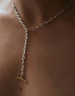 Two Tone Double Beam Chain Necklace