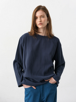 Powder Blouse .Navy Blue