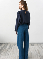 Powder Blouse .Navy Blue