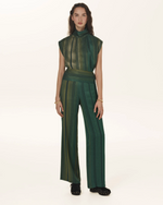 Fragment Funnel-neck silk jacquard top in Green Gold