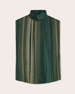 Fragment Funnel-neck silk jacquard top in Green Gold
