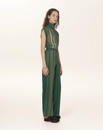 Fragment Funnel-neck silk jacquard top in Green Gold