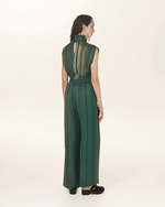 Fragment Funnel-neck silk jacquard top in Green Gold