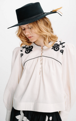Imaan Top in Cream Applique