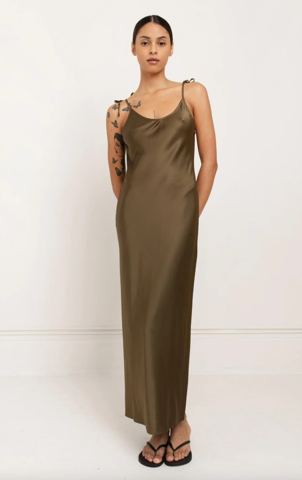 Bella Dress in Moss Green