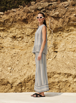 Hera Sleeveless Top in Ivory-Sky Blue
