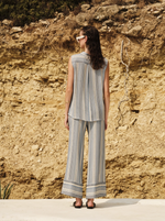 Hera Sleeveless Top in Ivory-Sky Blue