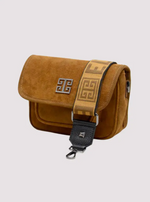 Aelia Small Crossbody Bag – Cognac Leather Suede with El Strap