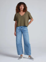 Shrunken V Tee in Safari Green