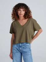 Shrunken V Tee in Safari Green
