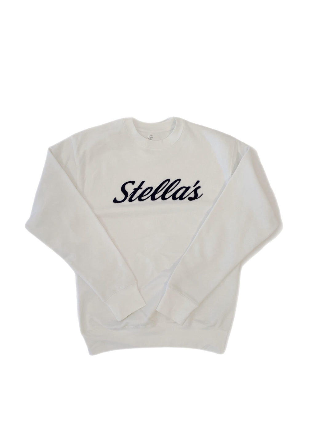 Stella's Embroidered Crewneck Sweatshirt White with Navy Embroidery