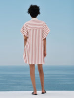 Calyx Short Caftan in Red/Ivory