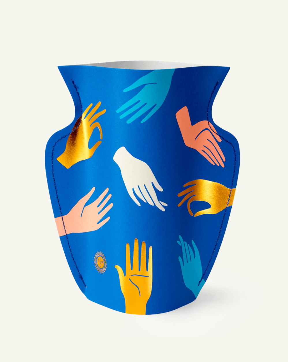 Mini Hamsa Paper Vase in Blue