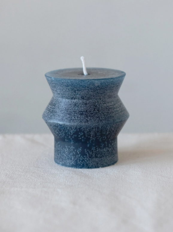 Totem Pillar Candle in Marine Blue