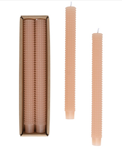 Unscented Hobnail Taper Candles in Box in Flesh, Set of 2