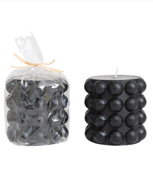 Unscented Hobnail Pillar Candle in Black