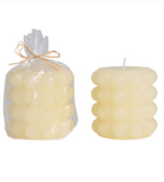 Unscented Hobnail Pillar Candle in Cream
