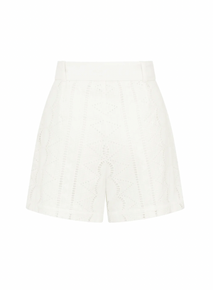 Petra Short in Cotton Embroidery Soft White