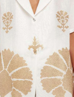 Embroidered Peacock Shirt in White/Gold