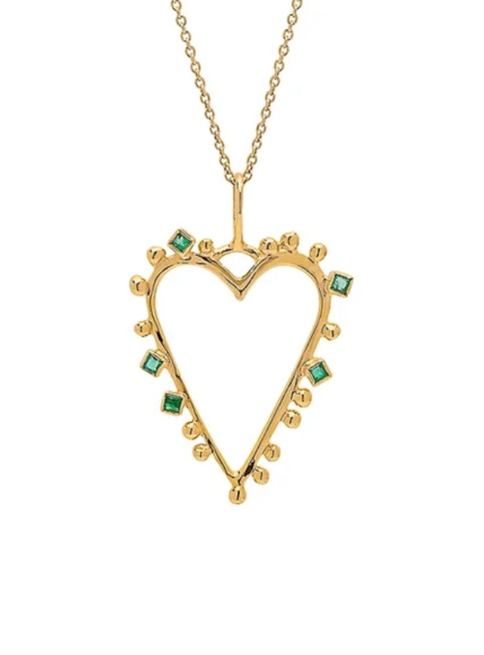 Long Emerald Heart Pendant