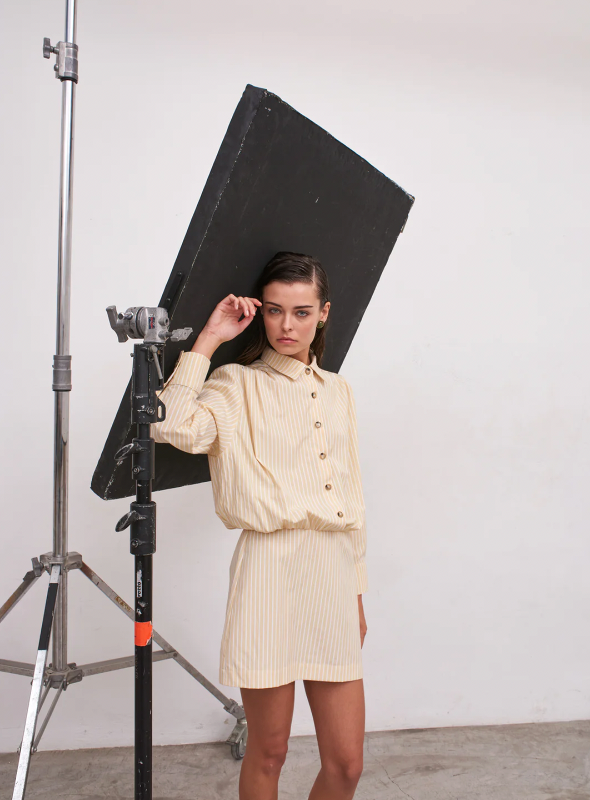 Infinity Shirt Dress in Yellow Stripe